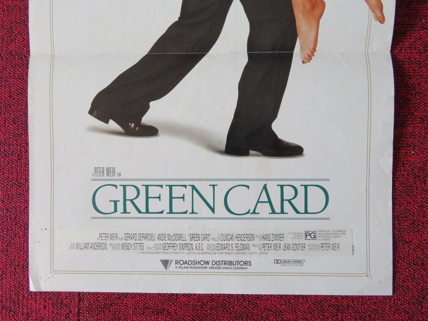 GREEN CARD FOLDED AUSTRALIAN DAYBILL POSTER GÉRARD DEPARDIEU ANDIE MACDOWELL '90 Movie posters