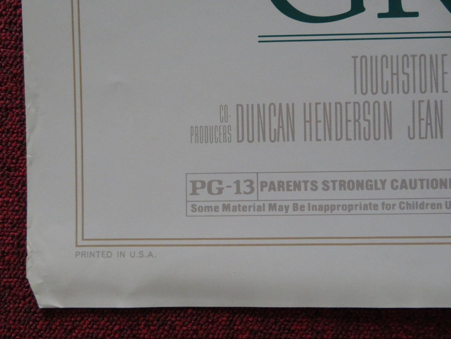 GREEN CARD FOLDED US ONE SHEET POSTER GERARD DEPARDIEU ANDIE MACDOWELL 1990 Rendezvous Cinema Movie posters