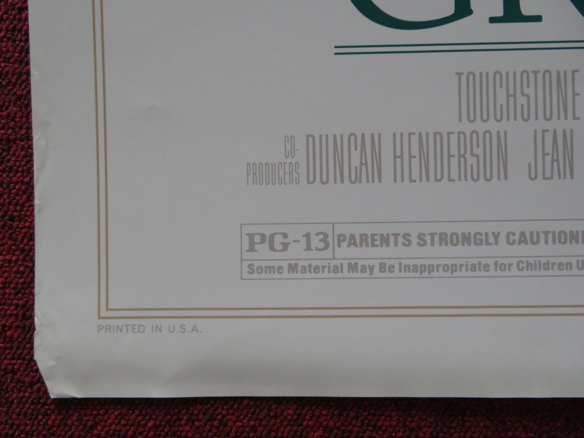 GREEN CARD FOLDED US ONE SHEET POSTER GERARD DEPARDIEU ANDIE MACDOWELL 1990 Rendezvous Cinema Movie posters