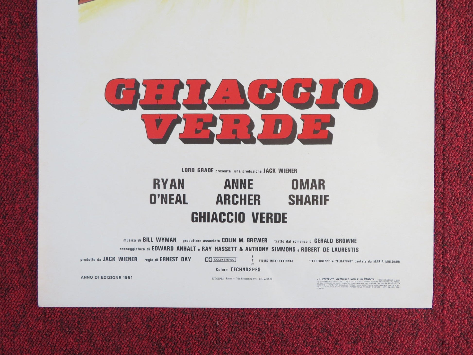 GREEN ICE ITALIAN LOCANDINA POSTER RYAN O'NEAL ANNE ARCHER 1981 Rendezvous Cinema Movie posters
