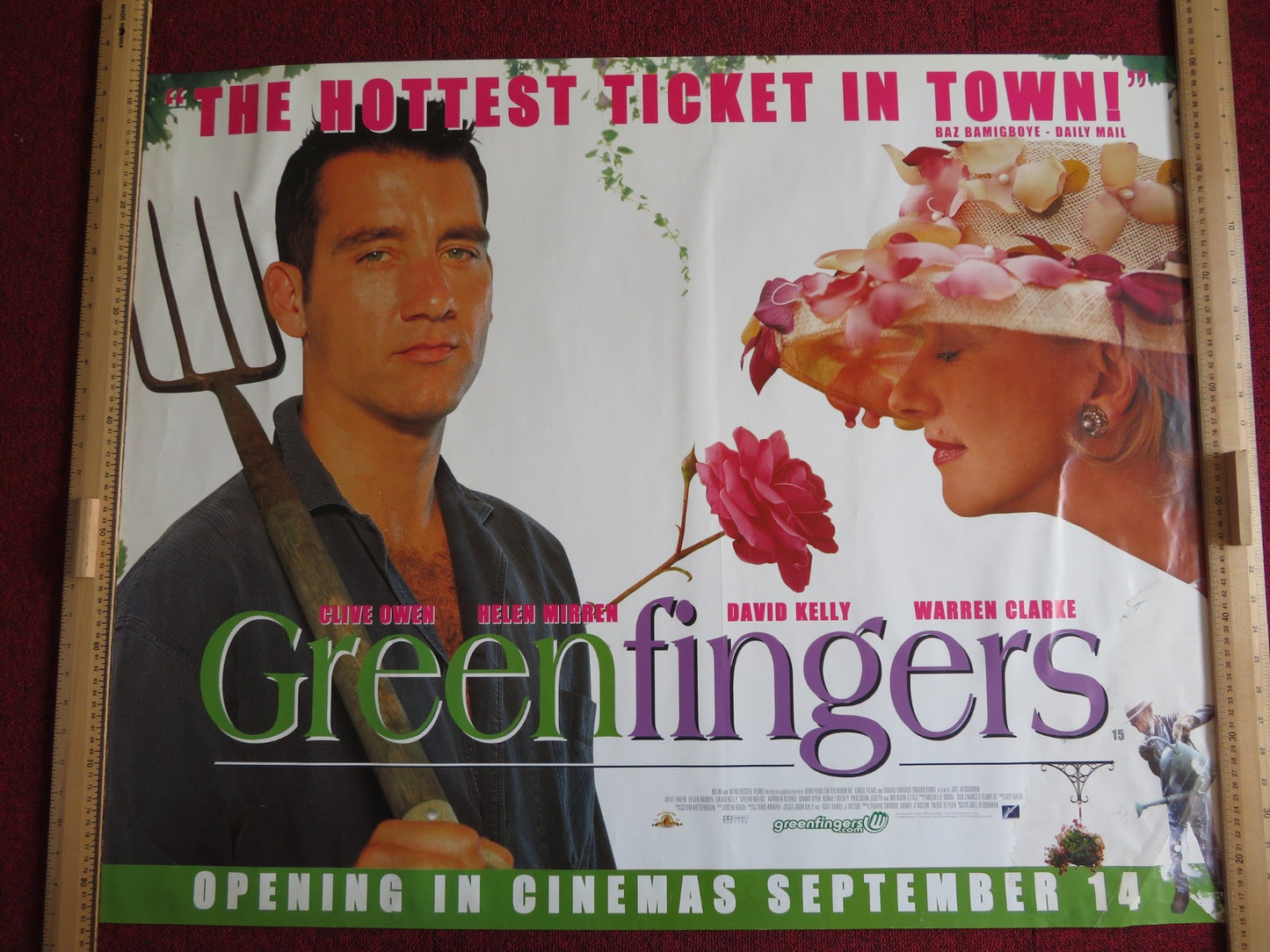 GREENFINGERS UK QUAD (30"x 40") ROLLED POSTER CLIVE OWEN HELEN MIRREN 2000 Rendezvous Cinema Movie posters