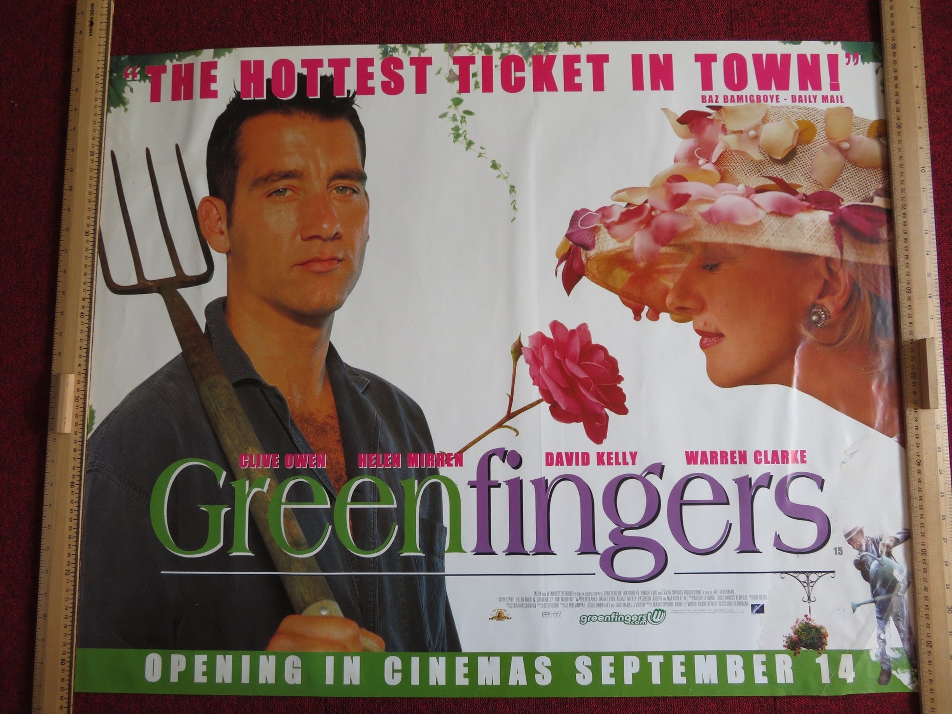 GREENFINGERS UK QUAD (30"x 40") ROLLED POSTER CLIVE OWEN HELEN MIRREN 2000 Rendezvous Cinema Movie posters