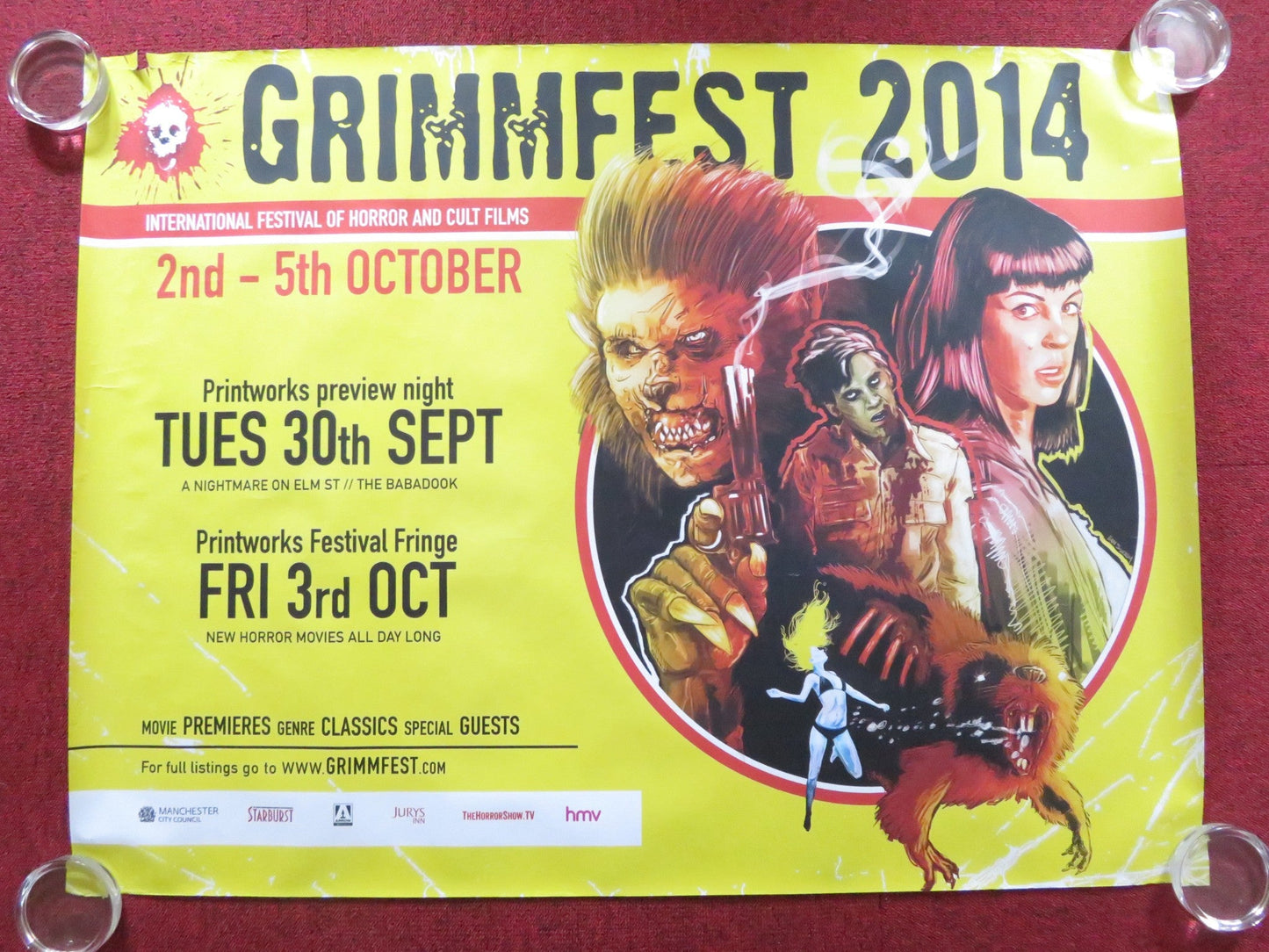 GRIMMFEST UK QUAD (30"x 40") ROLLED POSTER MOVIE FESTIVAL 2014 Rendezvous Cinema Movie posters