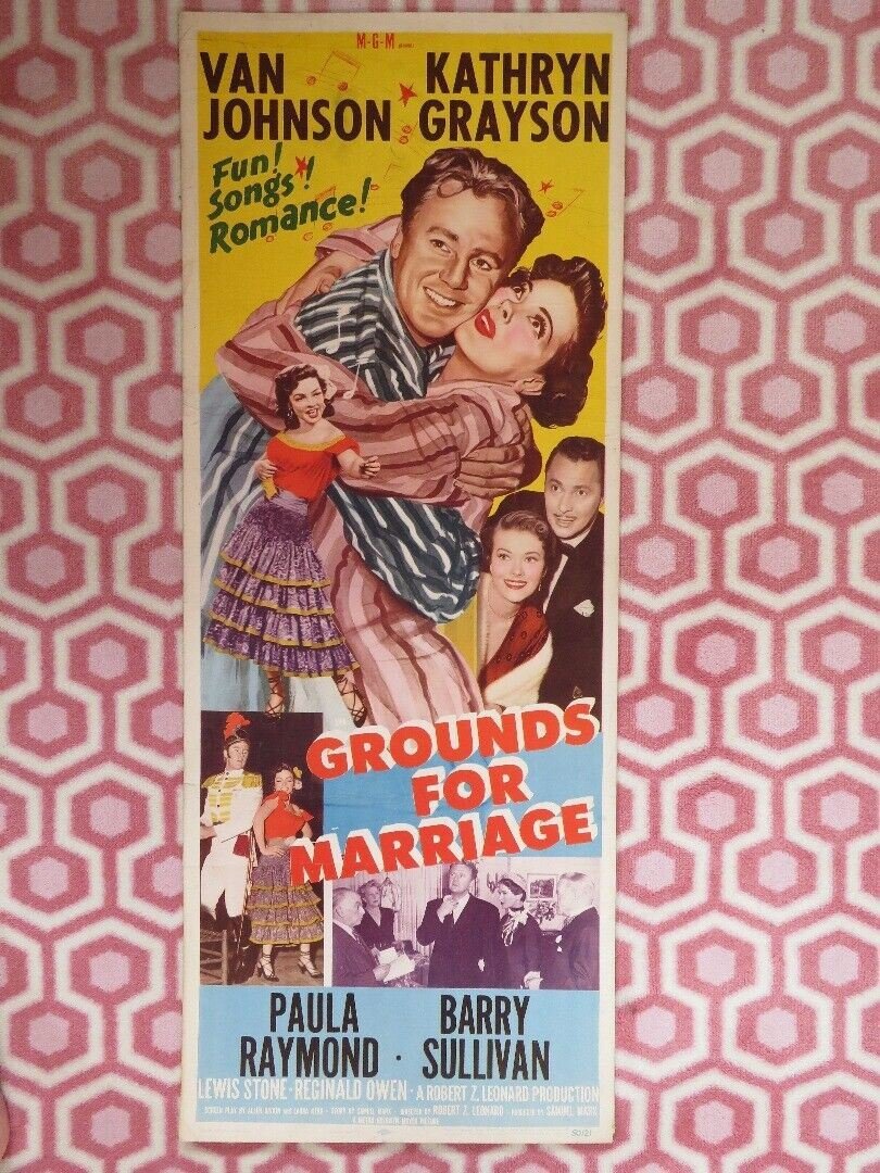 GROUNDS FOR MARRIAGE US INSERT (14"x 36") POSTER VAN JOHNSON KATHRYN GRAYSON '50 Movie posters