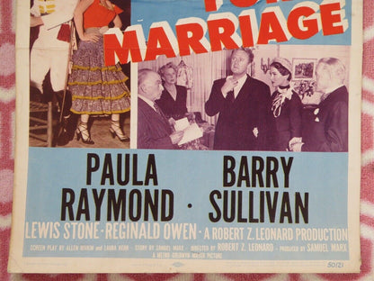 GROUNDS FOR MARRIAGE US INSERT (14"x 36") POSTER VAN JOHNSON KATHRYN GRAYSON '50 Movie posters