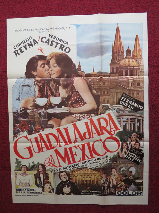 GUADALAJARA ES MEXICO FOLDED MEXICAN POSTER CORNELIO REYNA VERONICA CASTRO 1975 Rendezvous Cinema Movie posters