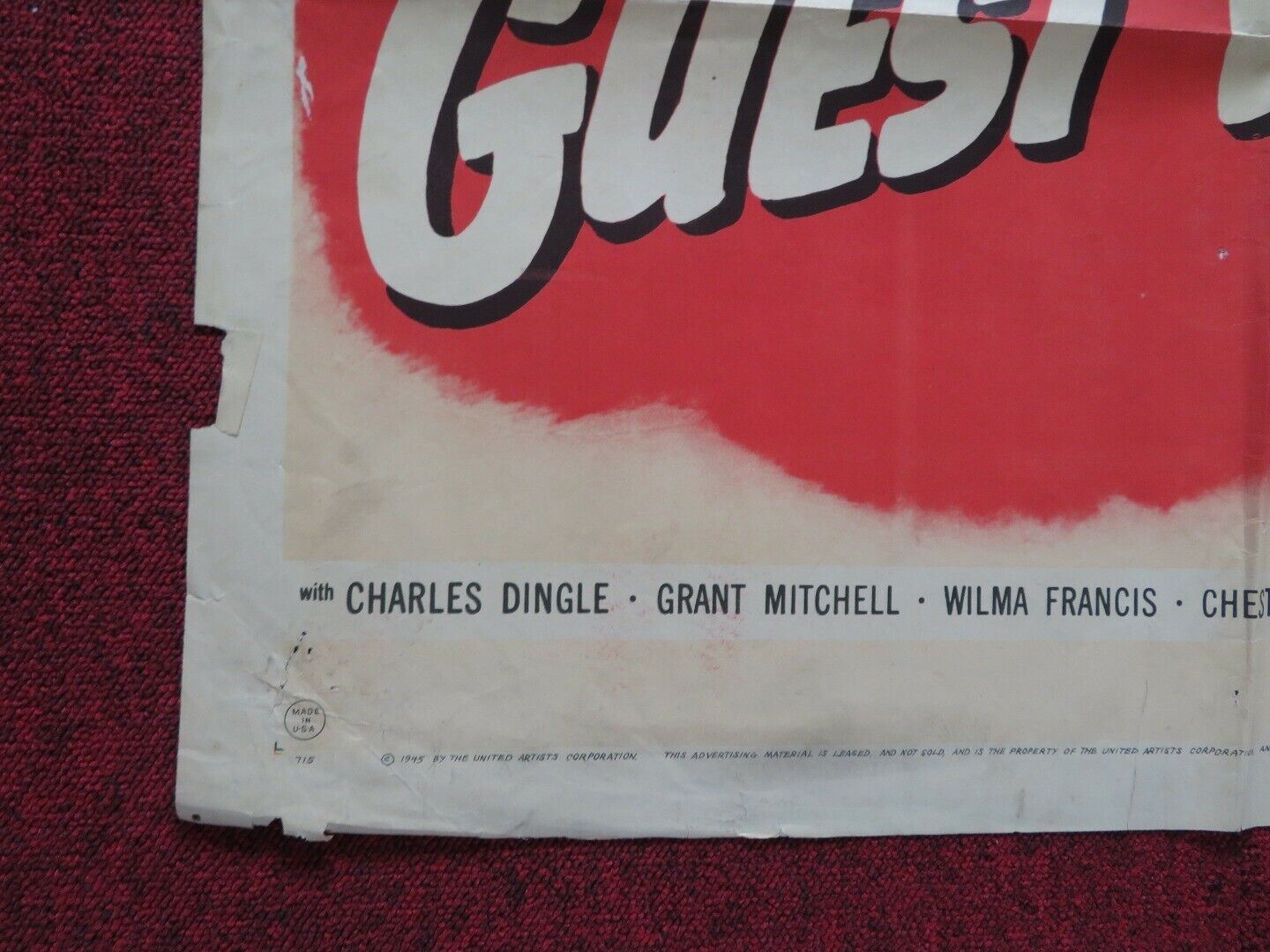 GUEST WIFE FOLDED US ONE SHEET POSTER CLAUDETTE COLBERT DON AMECHE 1945 - Rendezvous Cinema