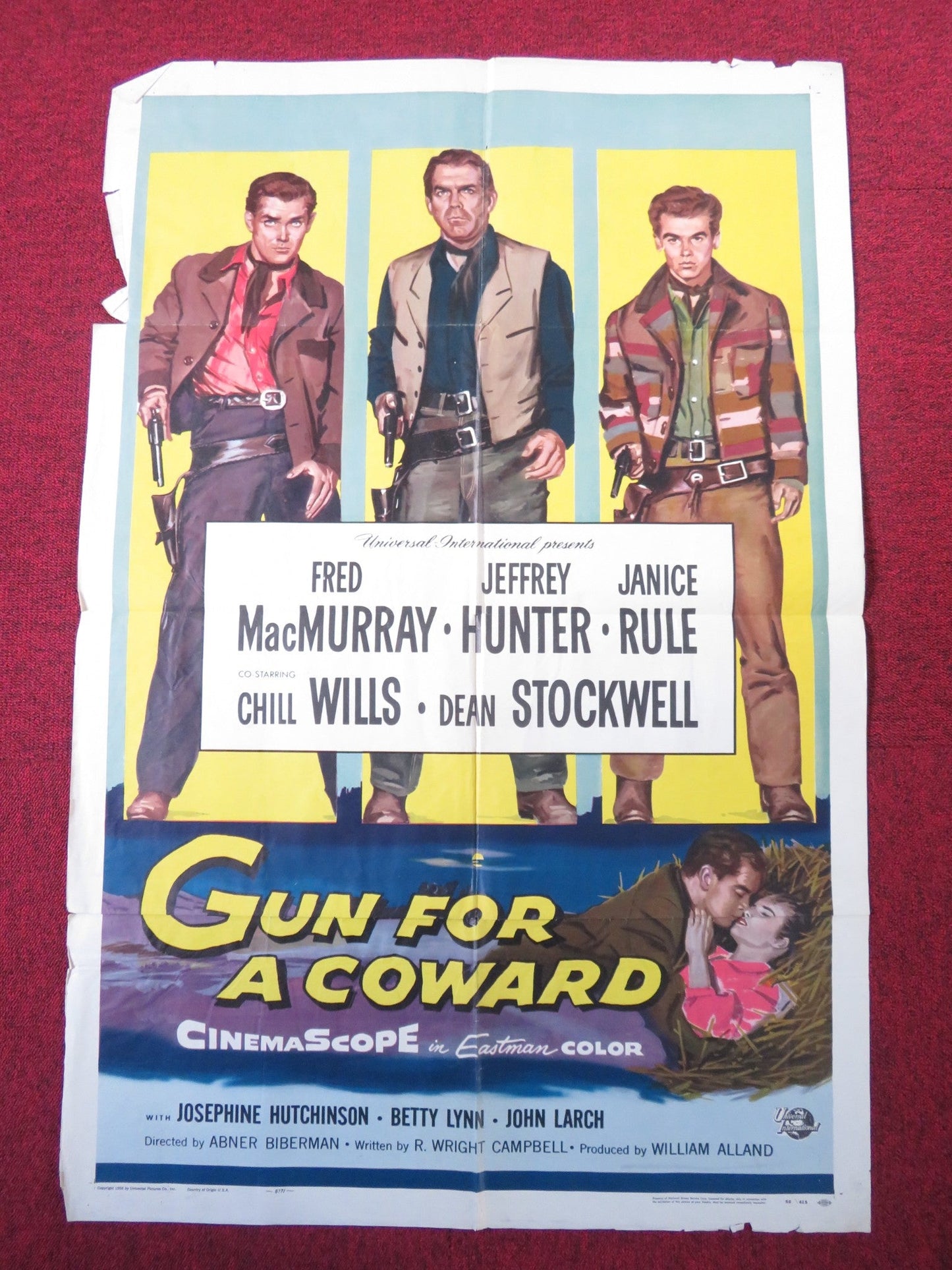 GUN FOR A COWARD FOLDED US ONE SHEET POSTER FRED MACMURRAY JEFFREY HUNTER 1956 Rendezvous Cinema Movie posters
