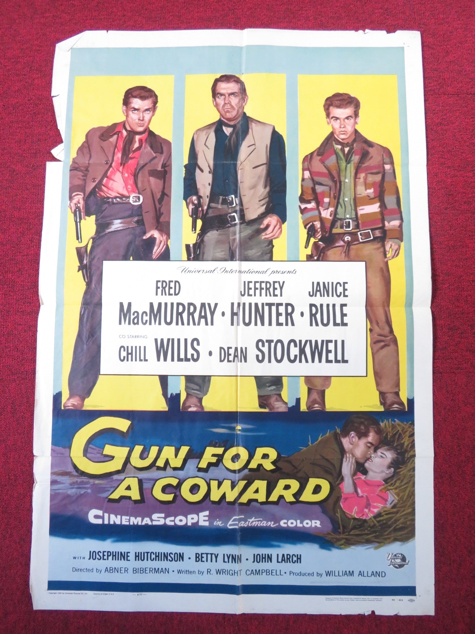 GUN FOR A COWARD FOLDED US ONE SHEET POSTER FRED MACMURRAY JEFFREY HUNTER 1956 Rendezvous Cinema Movie posters