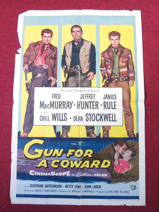 GUN FOR A COWARD FOLDED US ONE SHEET POSTER FRED MACMURRAY JEFFREY HUNTER 1956 Rendezvous Cinema Movie posters