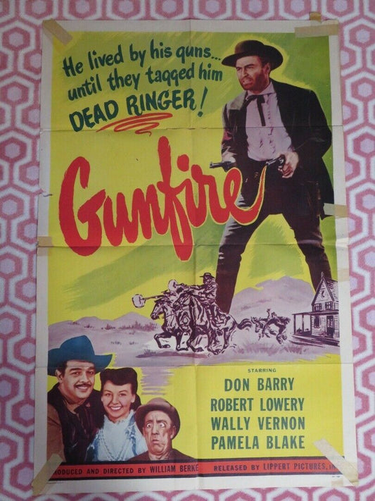 GUNFIRE FOLDED US ONE SHEET POSTER DON BARRY ROBERT LOWERY 1950 Movie posters