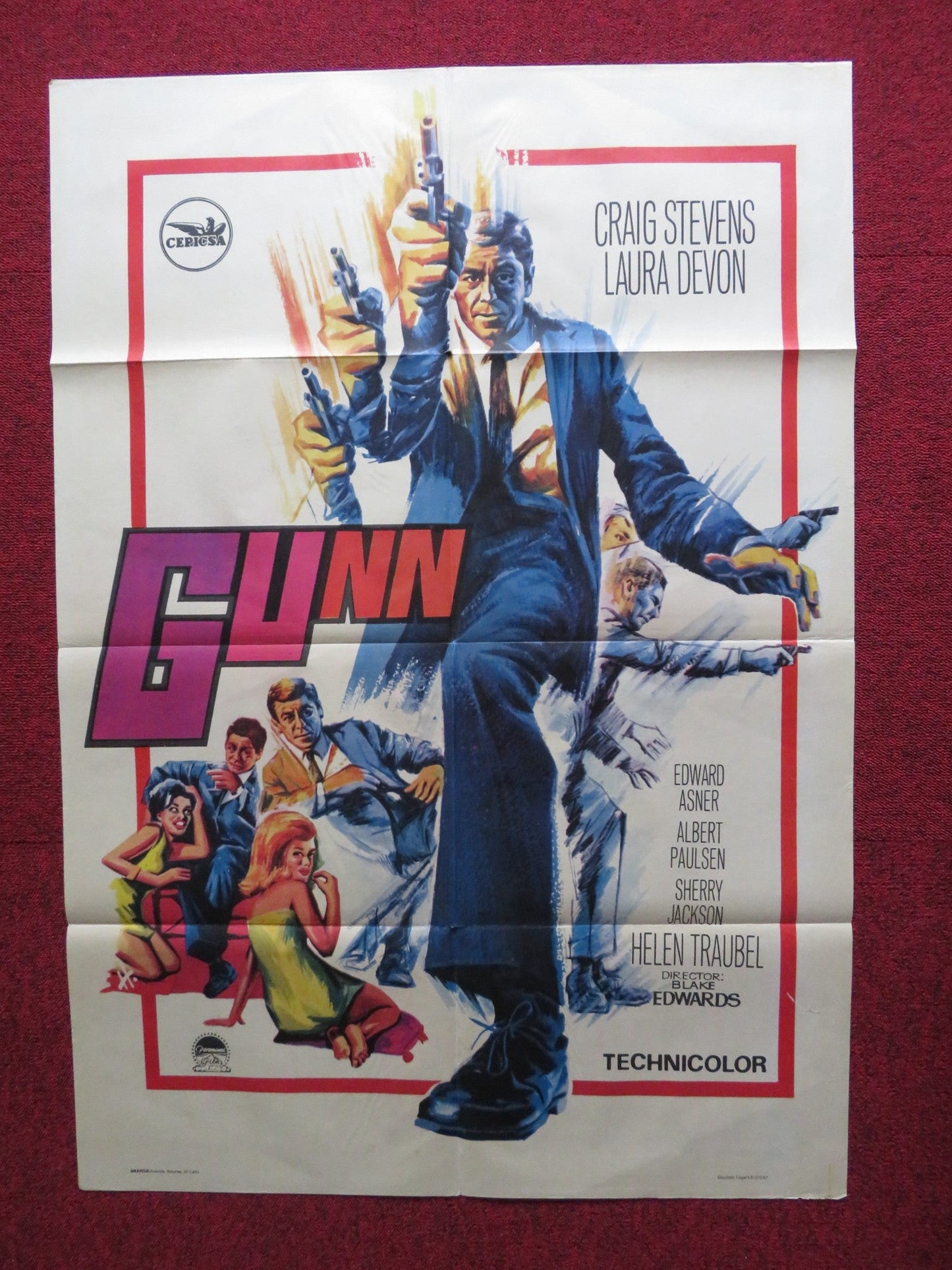 GUNN ARGENTINIAN POSTER CRAIG STEVENS LAURA DEVON 1967 Rendezvous Cinema Movie posters
