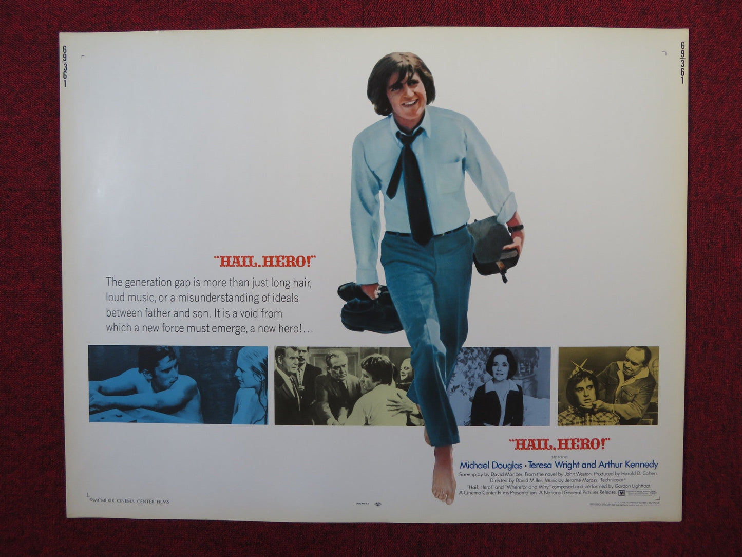 HAIL, HERO! US HALF SHEET (22"x 28") POSTER MICHAEL DOUGLAS TERESA WRIGHT 1969 Rendezvous Cinema Movie posters