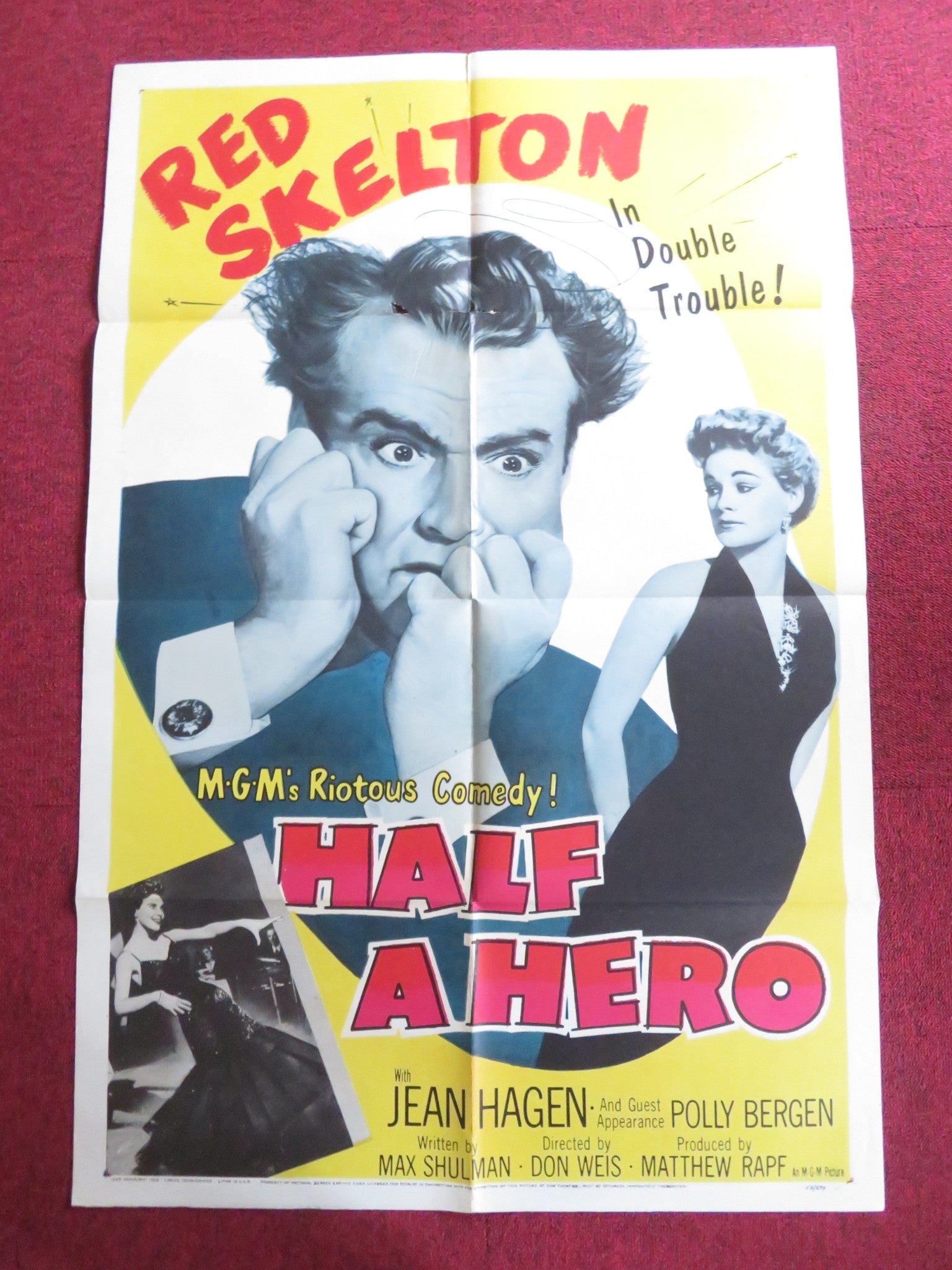 HALF A HERO FOLDED US ONE SHEET POSTER RED SKELTON JEAN HAGEN 1953 Rendezvous Cinema Movie posters