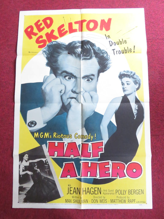 HALF A HERO FOLDED US ONE SHEET POSTER RED SKELTON JEAN HAGEN 1953 Rendezvous Cinema Movie posters