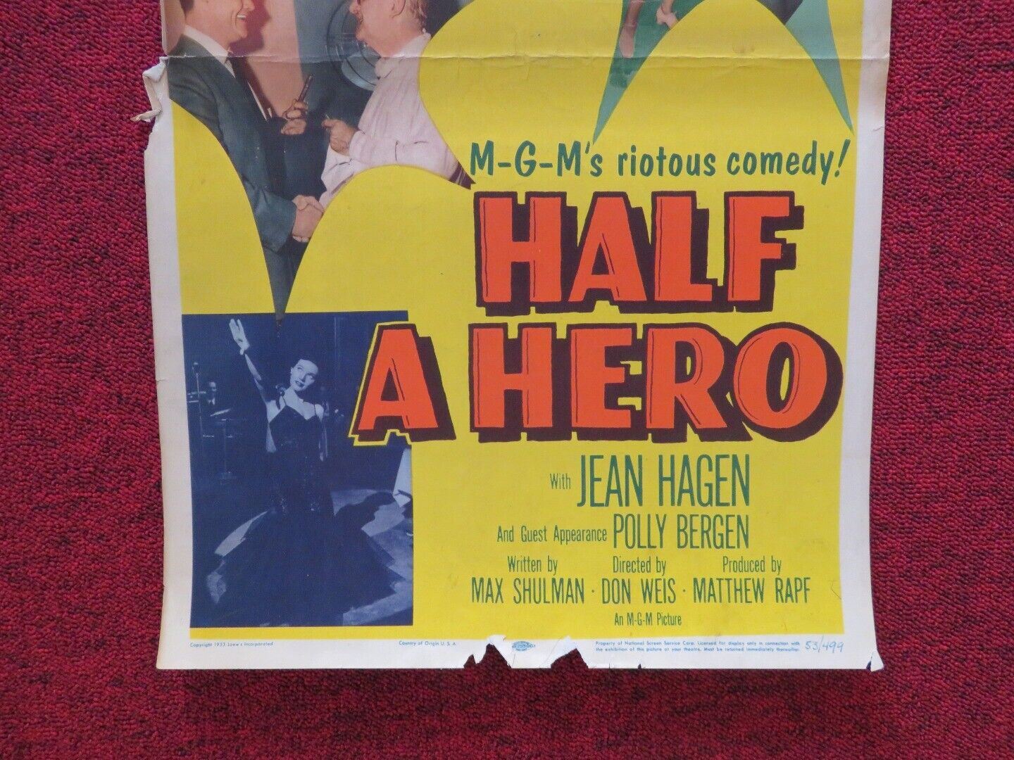 HALF A HERO US INSERT (14"x 36") POSTER RED SKELTON JEAN HAGEN 1953 Movie posters