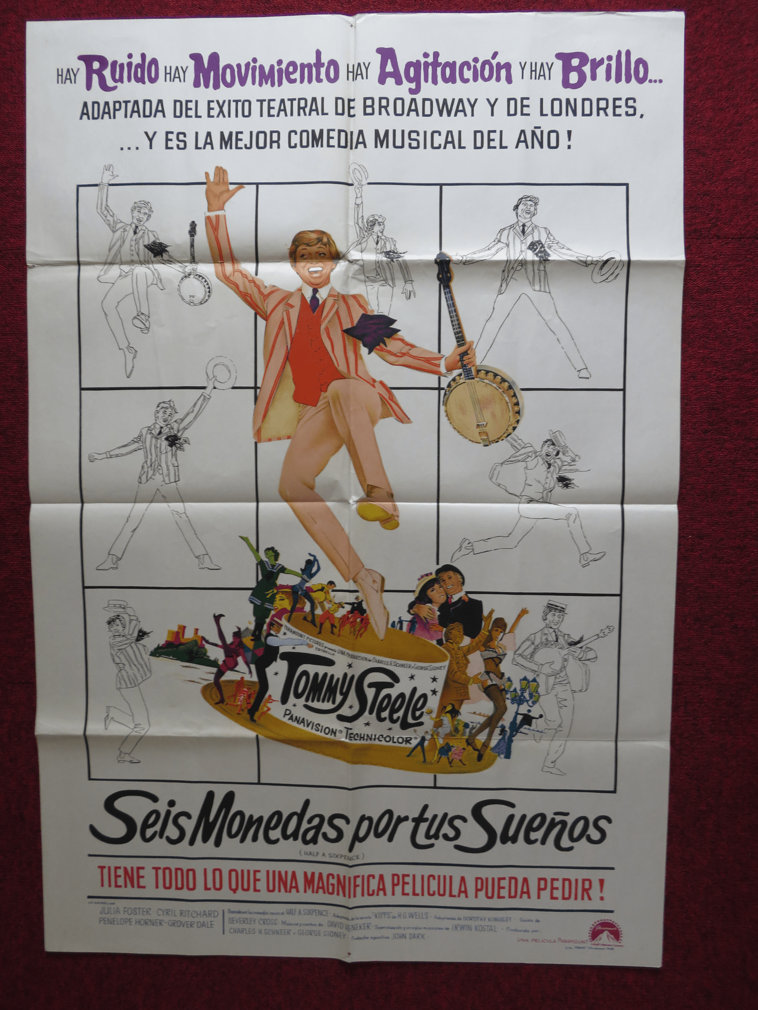 HALF A SIXPENCE FOLDED ARGENTINA ONE SHEET POSTER TOMMY STEELE JULIA FOSTER 1967 Rendezvous Cinema Movie posters