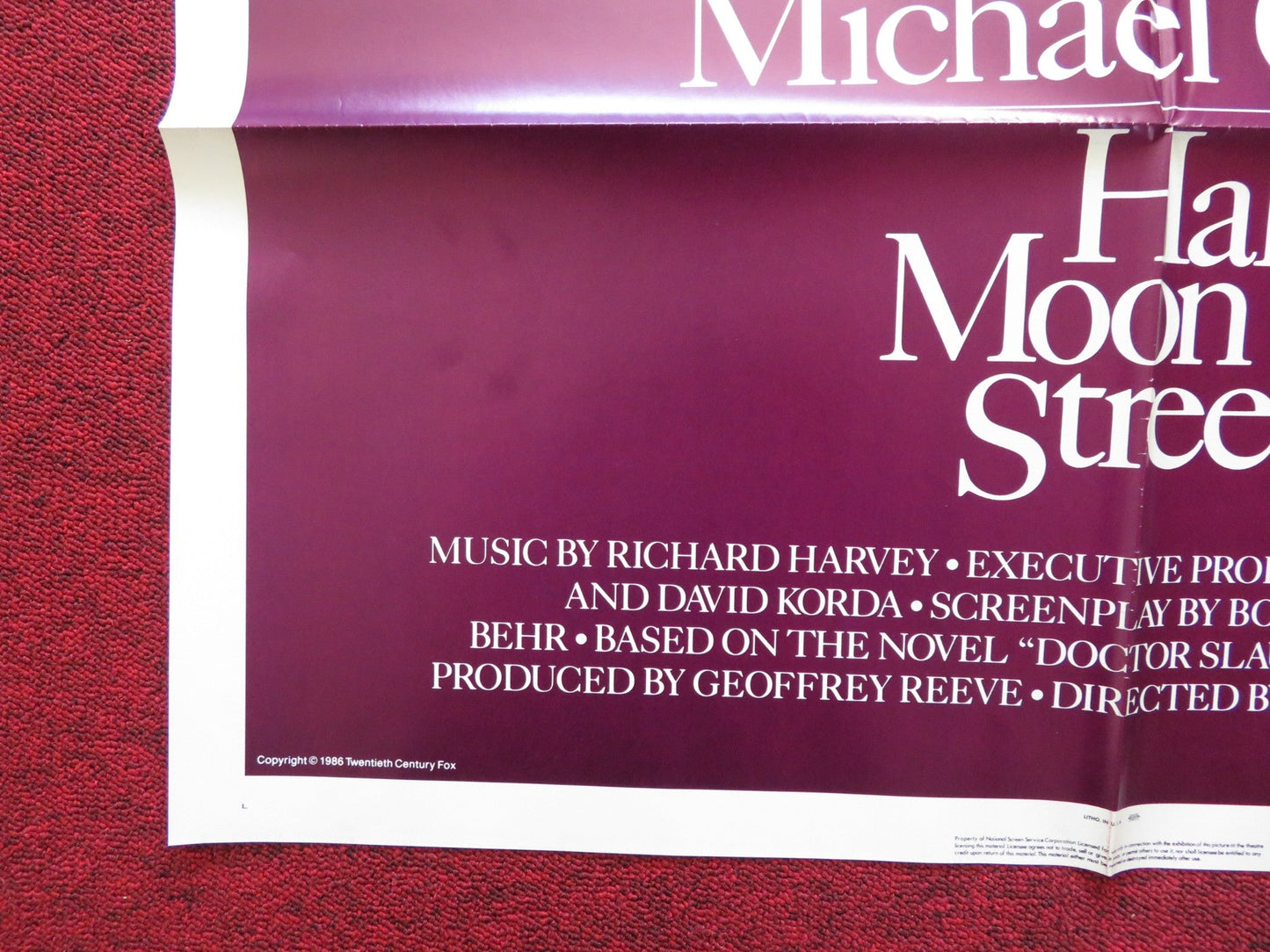 HALF MOON STREET FOLDED US ONE SHEET POSTER SIGOURNEY WEAVER MICHAEL CAINE 1986 Rendezvous Cinema Movie posters