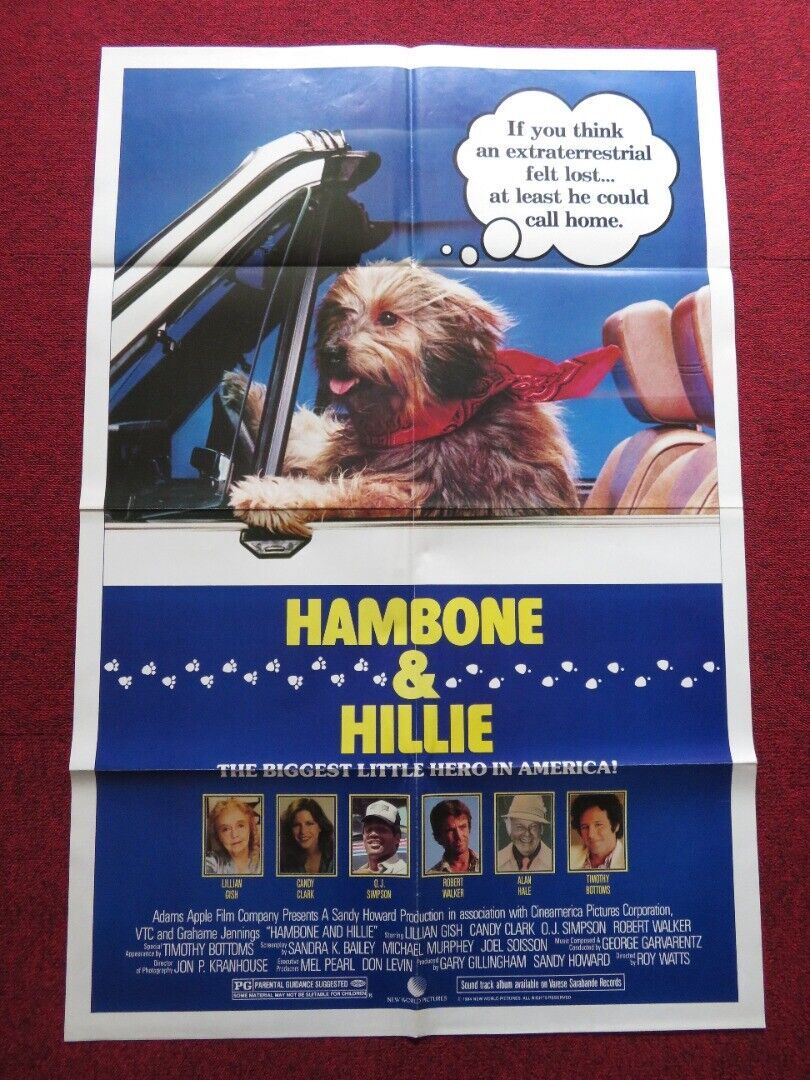 HAMBONE & HILLIE FOLDED US ONE SHEET POSTER O.J. SIMPSON LILLIAN GISH 1983 Movie posters