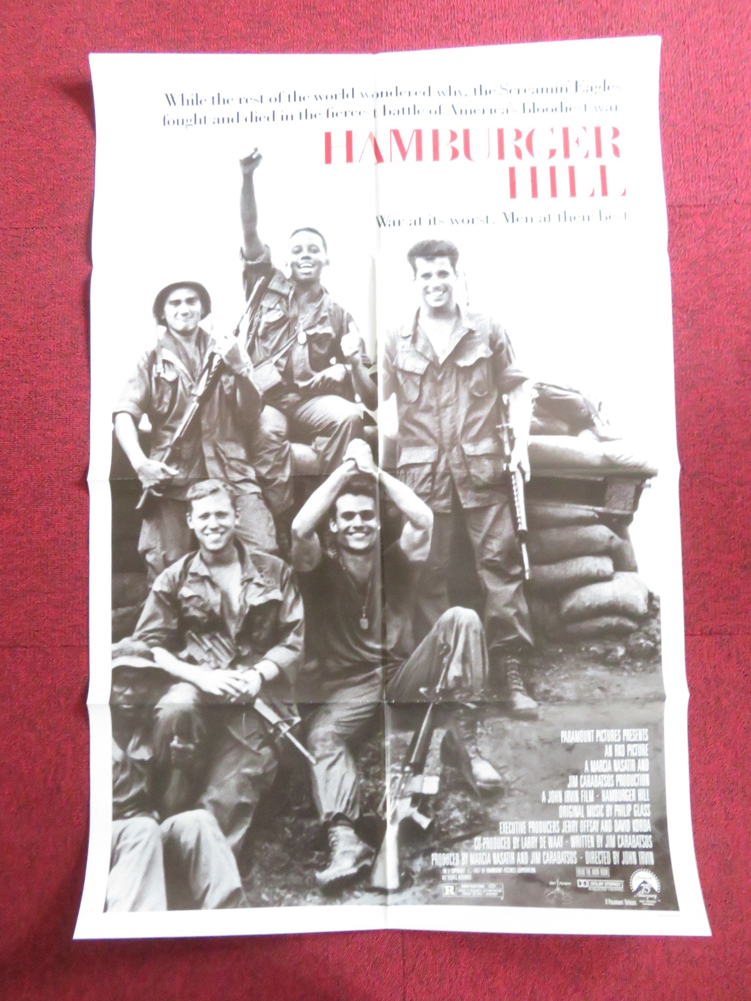 HAMBURGER HILL FOLDED US ONE SHEET POSTER DON CHEADLE ANTHONY BARRILE 1987 Rendezvous Cinema Movie posters