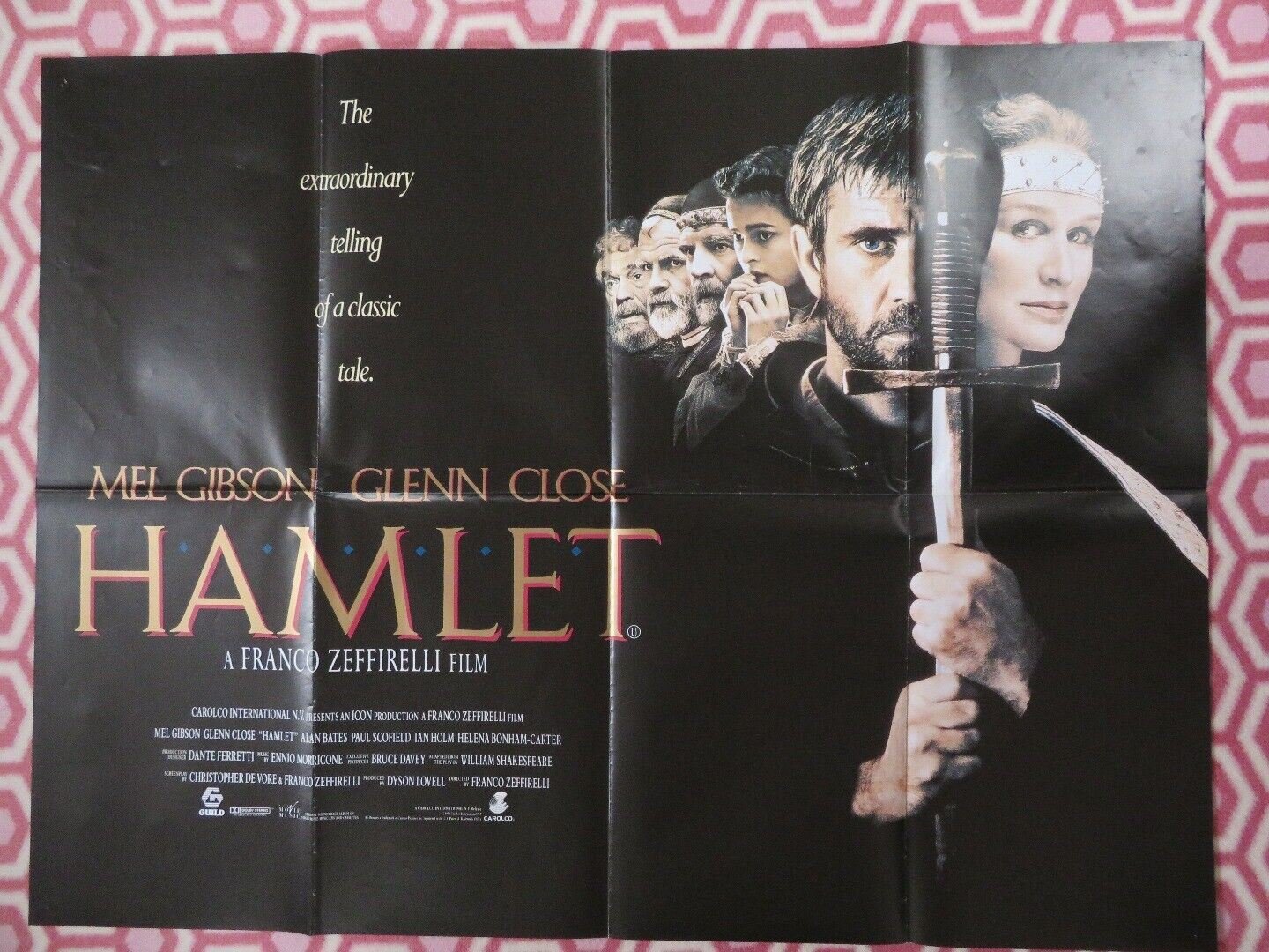 HAMLET QUAD (30" x 40") POSTER MEL GIBSON GLENN CLOSE 1990 Movie posters
