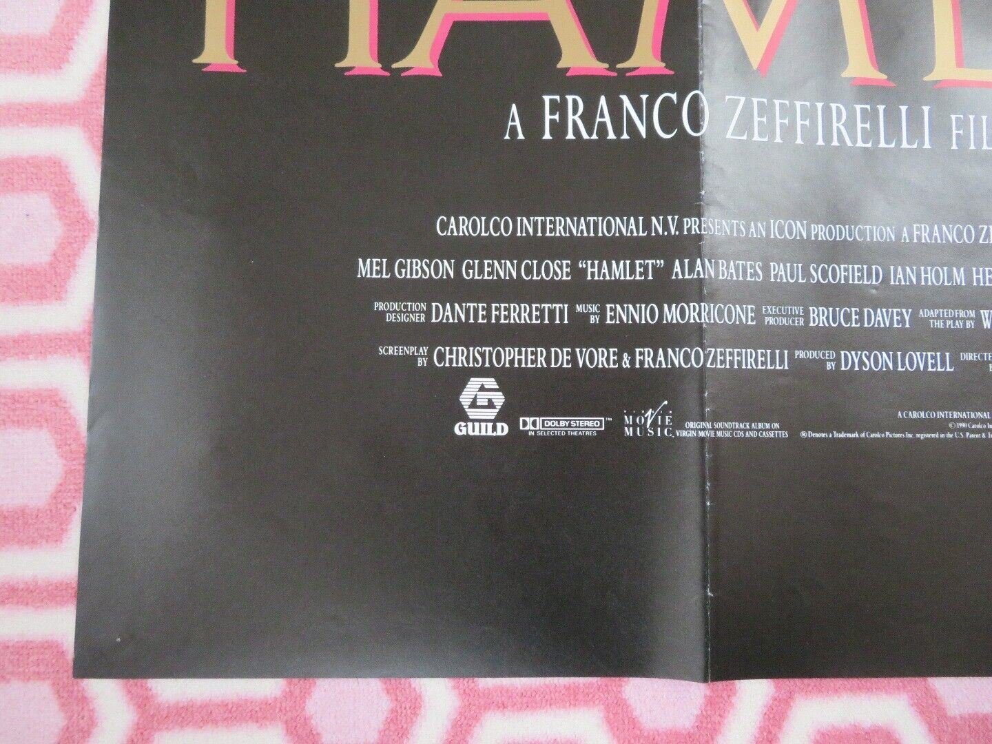 HAMLET QUAD (30" x 40") POSTER MEL GIBSON GLENN CLOSE 1990 Movie posters