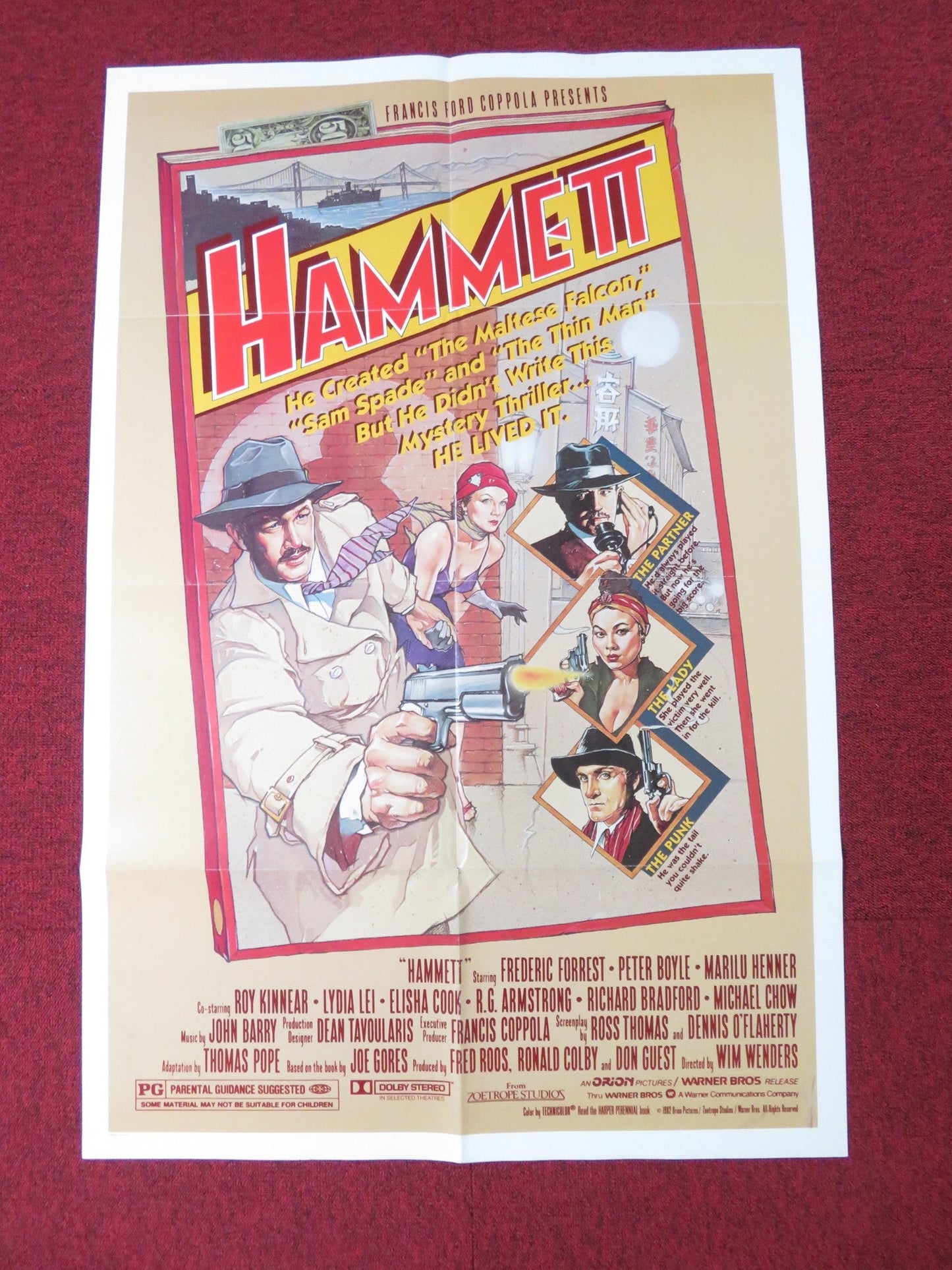 HAMMETT FOLDED US ONE SHEET POSTER FREDERIC FORREST PETER BOYLE 1982 Rendezvous Cinema Movie posters