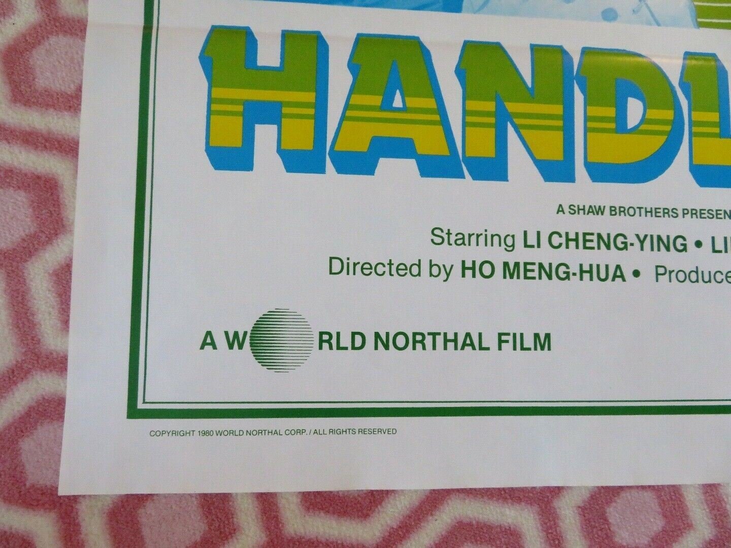 HANDLOCK / Shaolin Handlock US ONE SHEET ROLLED POSTER LI CHENG - YING 1980 Movie posters