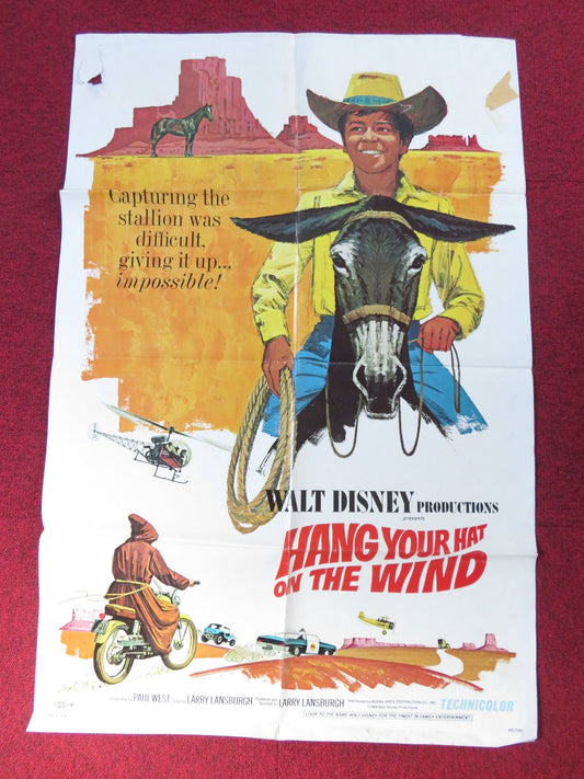 HANG YOUR HAT ON THE WIND FOLDED US ONE SHEET POSTER DISNEY RICK NATOLI 1969 Rendezvous Cinema Movie posters