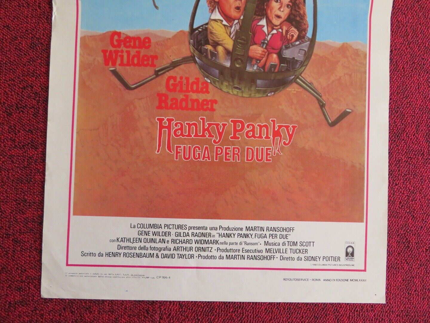 HANKY PANKY ITALIAN LOCANDINA(27.5"x13") POSTER GENE WILDER GILDA RADNER 1982 Movie posters