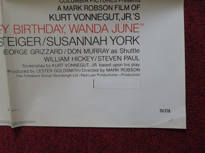 HAPPY BIRTHDAY WANDA JUNE FOLDED US ONE SHEET POSTER ROD STEIGER S.YORK 1971 Rendezvous Cinema Movie posters