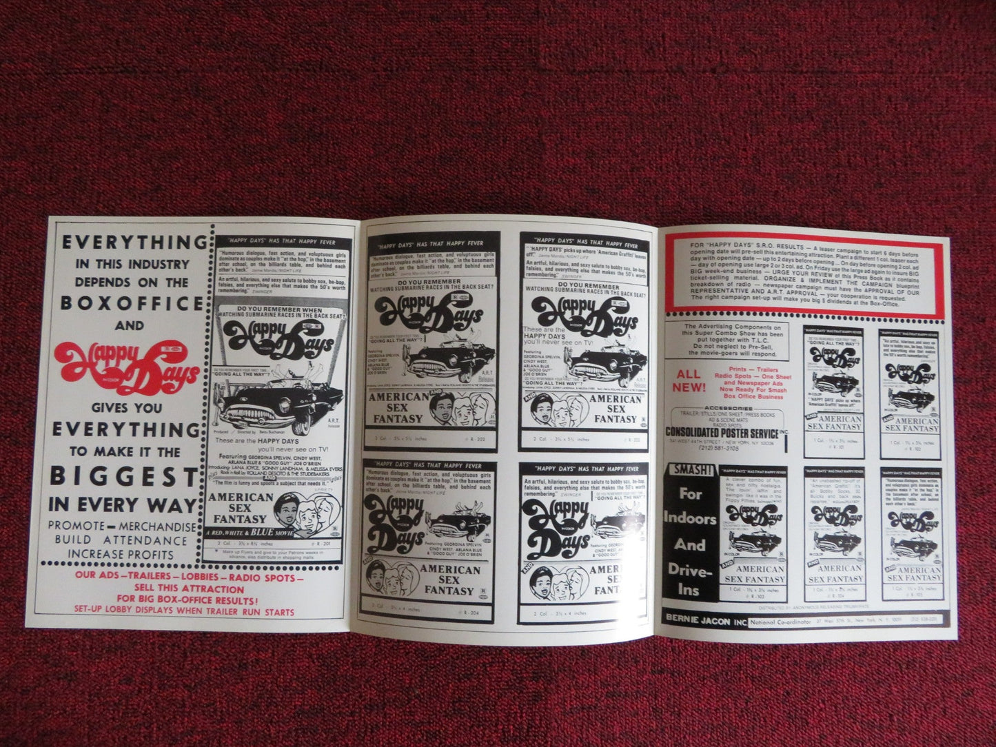 HAPPY DAYS UNCUT - US PRESSBOOK CINDY WEST JOE O'BRIEN 1974 Rendezvous Cinema Movie posters