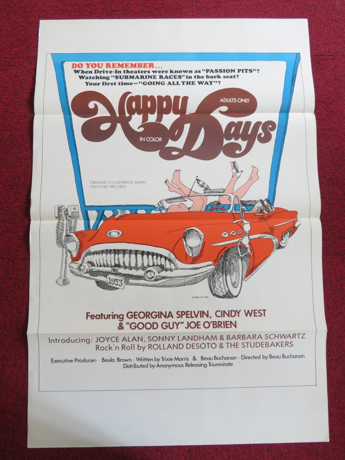 HAPPY DAYS US TRI FOLDED ONE SHEET ROLLED POSTER GEORGINA SPELVIN C. WEST 1974 Rendezvous Cinema Movie posters