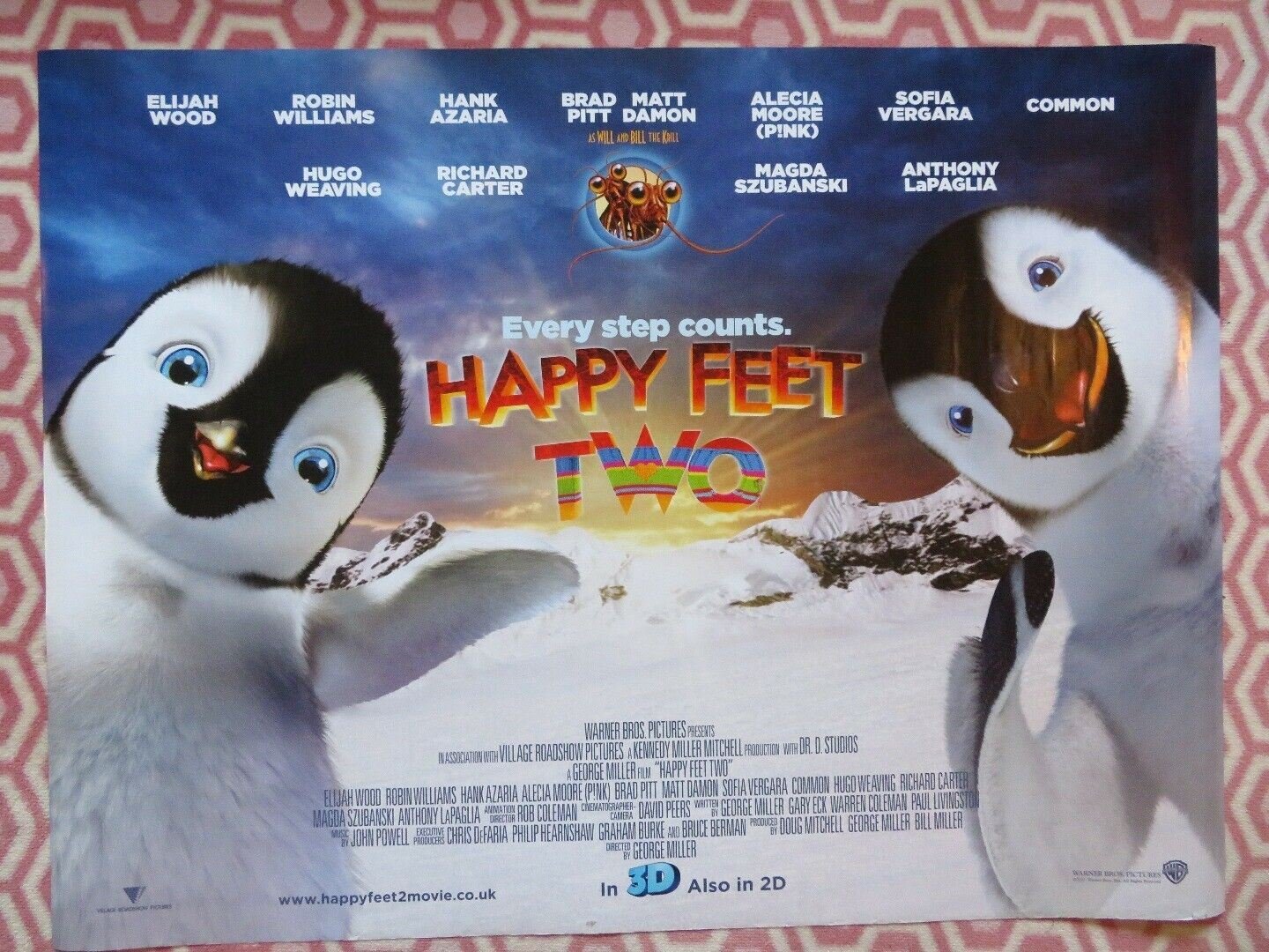 HAPPY FEET 2 QUAD (30"x 40") ROLLED POSTER ELIJAH WOOD ROBIN WILLIAMS BRAD PITT Movie posters