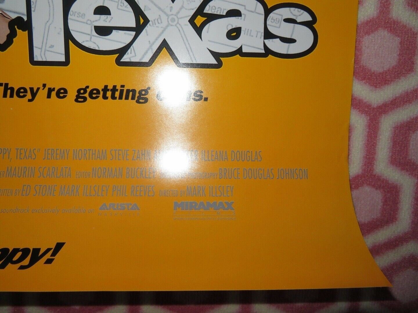 HAPPY TEXAS US ONE SHEET ROLLED POSTER STEVE ZAHN 1999 Movie posters