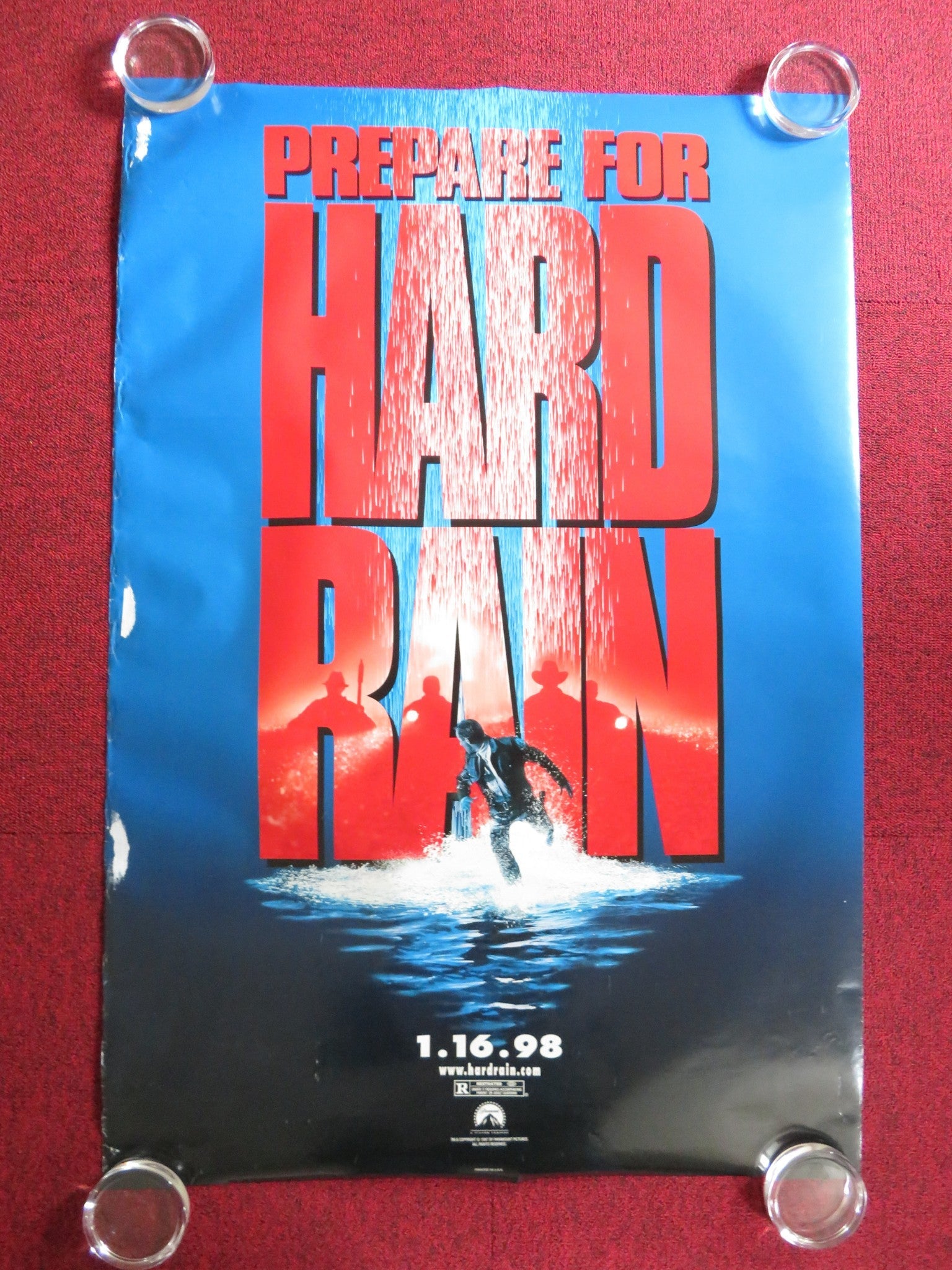 HARD RAIN - B US ONE SHEET ROLLED POSTER MORGAN FREEMAN CHRISTIAN SLATER 1998 Rendezvous Cinema Movie posters