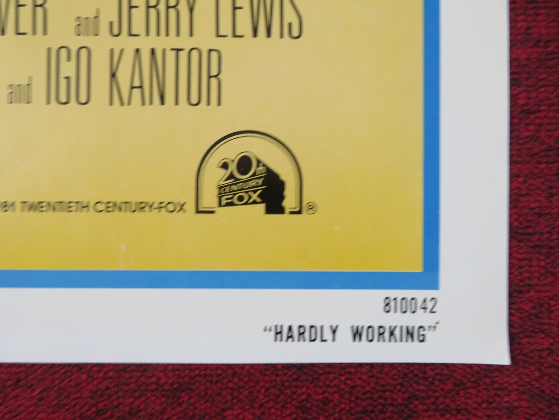 HARDLY WORKING FOLDED US ONE SHEET POSTER JERRY LEWIS SUSAN OLIVER 1981 Rendezvous Cinema Movie posters