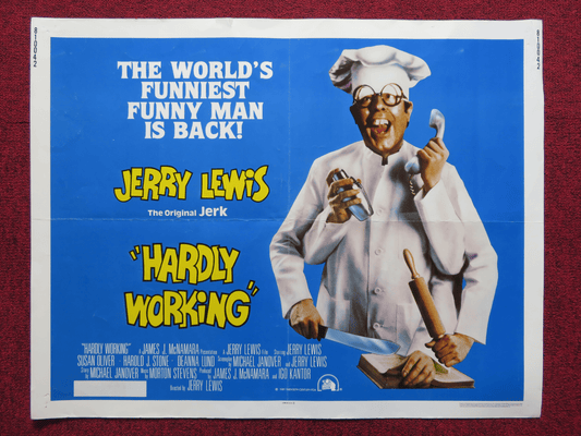 HARDLY WORKING US HALF SHEET (22"x 28") POSTER JERRY LEWIS SUSAN OLIVER 1981 Rendezvous Cinema Movie posters