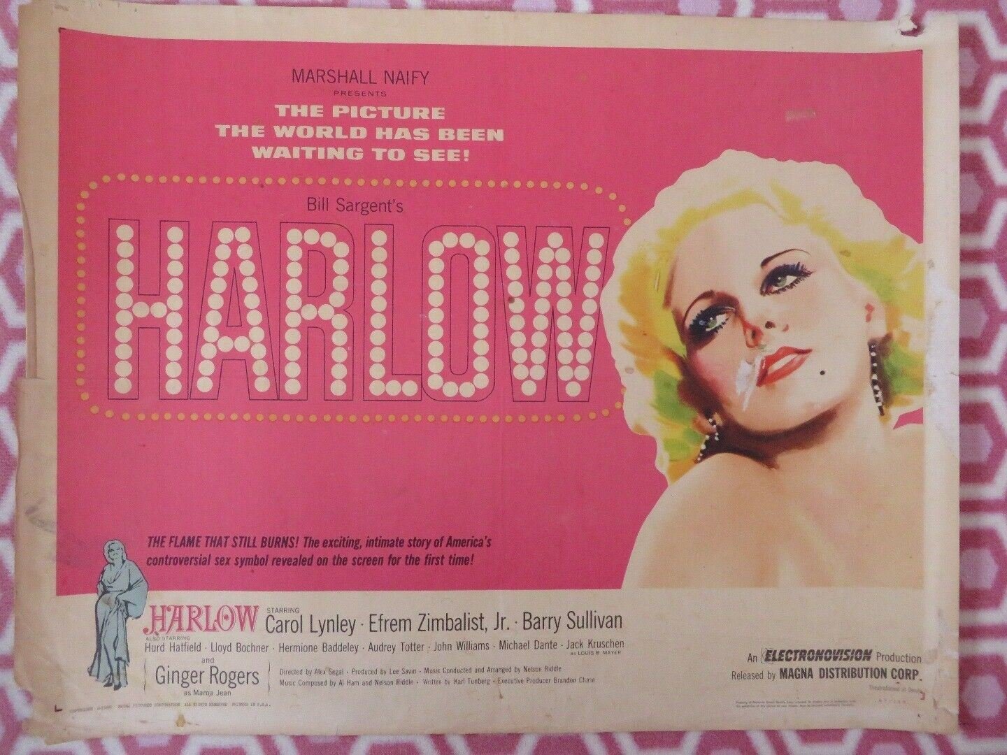 HARLOW US HALF SHEET (22"x 28") POSTER CAROL LYNLEY EFREM ZIMBALIST 1965 - Rendezvous Cinema