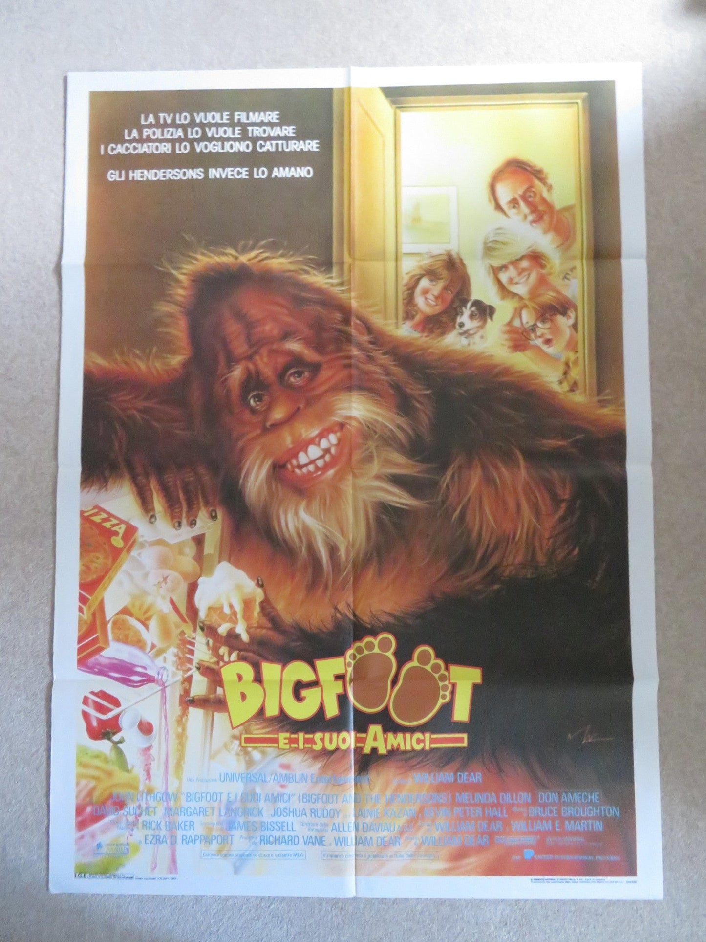 HARRY AND THE HENDERSONS - B ITALIAN 2 FOGLIO POSTER JOHN LITHGOW M. DILLON 1987 Rendezvous Cinema Movie posters