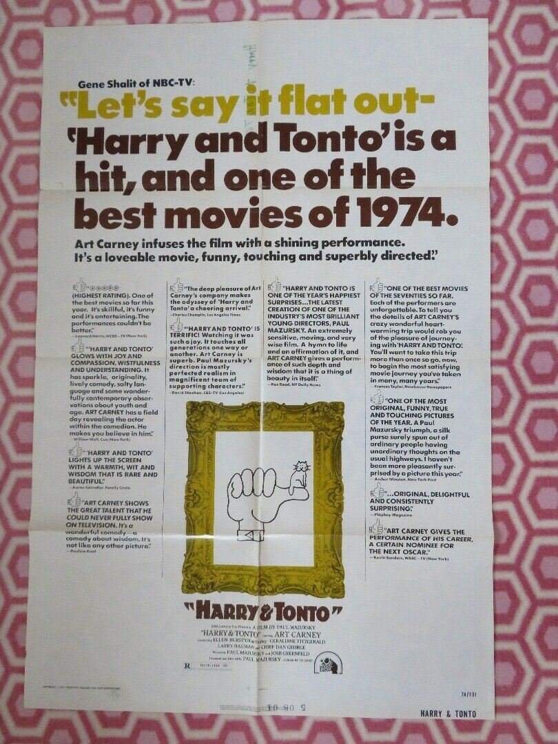 HARRY & TONTO US ONE SHEET POSTER ART CARNEY GLEN BURSTYN 1971 Movie posters
