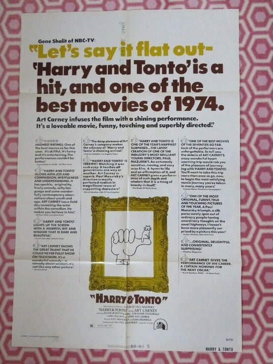 HARRY & TONTO US ONE SHEET POSTER ART CARNEY GLEN BURSTYN 1971 Movie posters