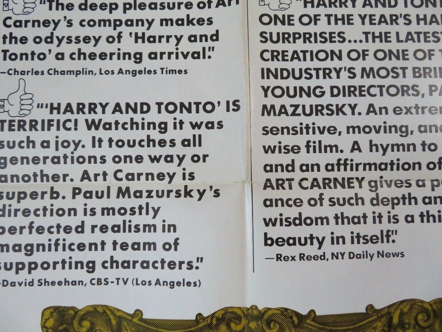 HARRY & TONTO US ONE SHEET POSTER ART CARNEY GLEN BURSTYN 1971 Movie posters