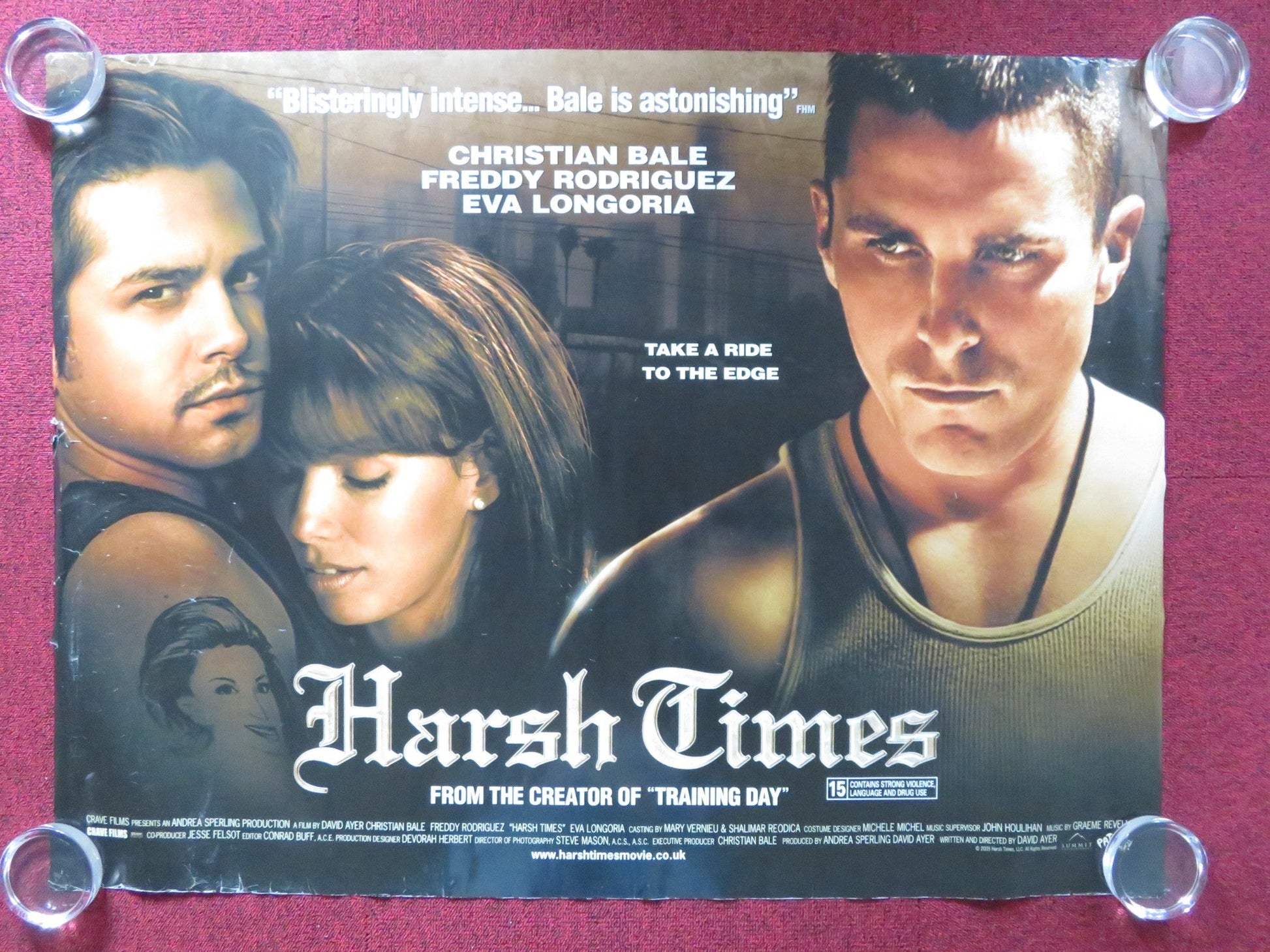 HARSH TIMES UK QUAD ROLLED POSTER CHRISTIAN BALE EVA LONGORIA 2005 Rendezvous Cinema Movie posters