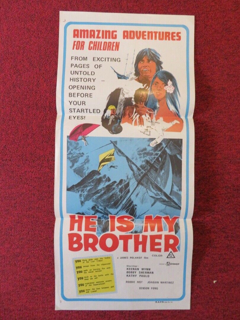 HE IS MY BROTHER FOLDED AUSTRALIAN DAYBILL POSTER BOBBY SHERMAN KATHY PAULO 1975 Movie posters