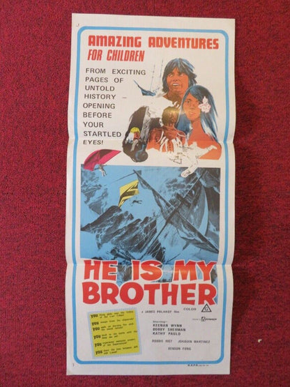 HE IS MY BROTHER FOLDED AUSTRALIAN DAYBILL POSTER BOBBY SHERMAN KATHY PAULO 1975 Movie posters