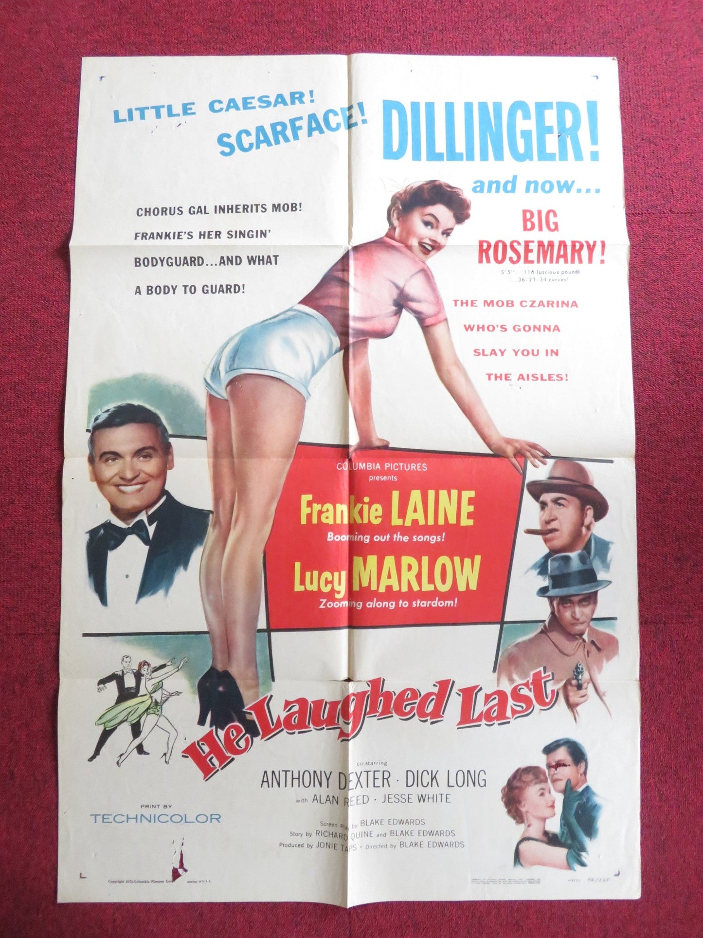 HE LAUGHED LAST FOLDED US ONE SHEET POSTER FRANKIE LAINE LUCY MARLOW 1956 Rendezvous Cinema Movie posters