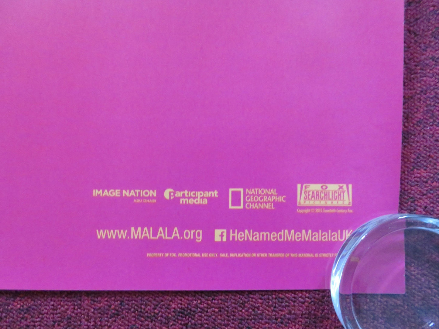 HE NAMED ME MALALA UK QUAD (30"x 40") ROLLED POSTER MALALA YOUSAFZAI BONO 2015 Rendezvous Cinema Movie posters