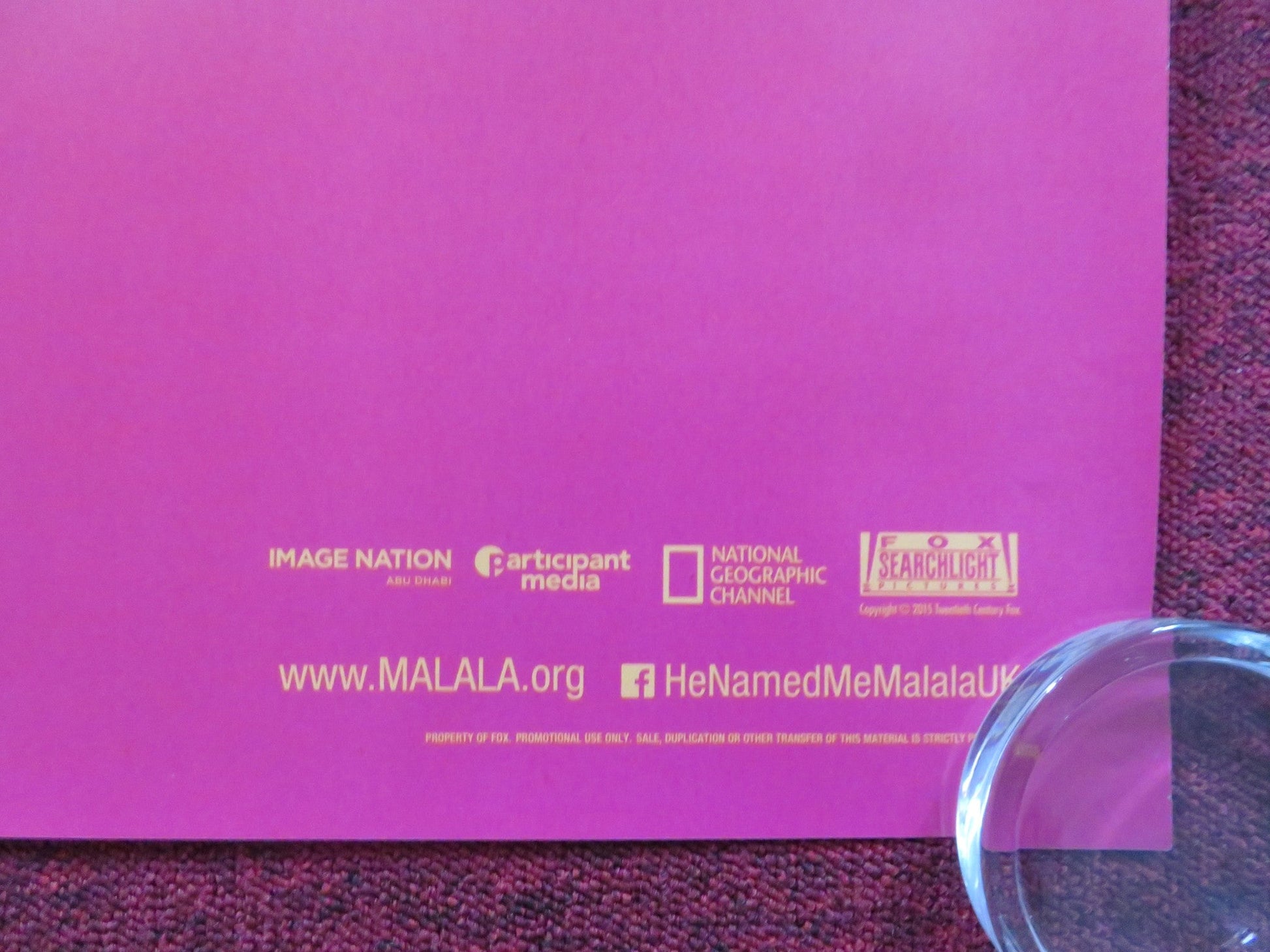 HE NAMED ME MALALA UK QUAD (30"x 40") ROLLED POSTER MALALA YOUSAFZAI BONO 2015 Rendezvous Cinema Movie posters