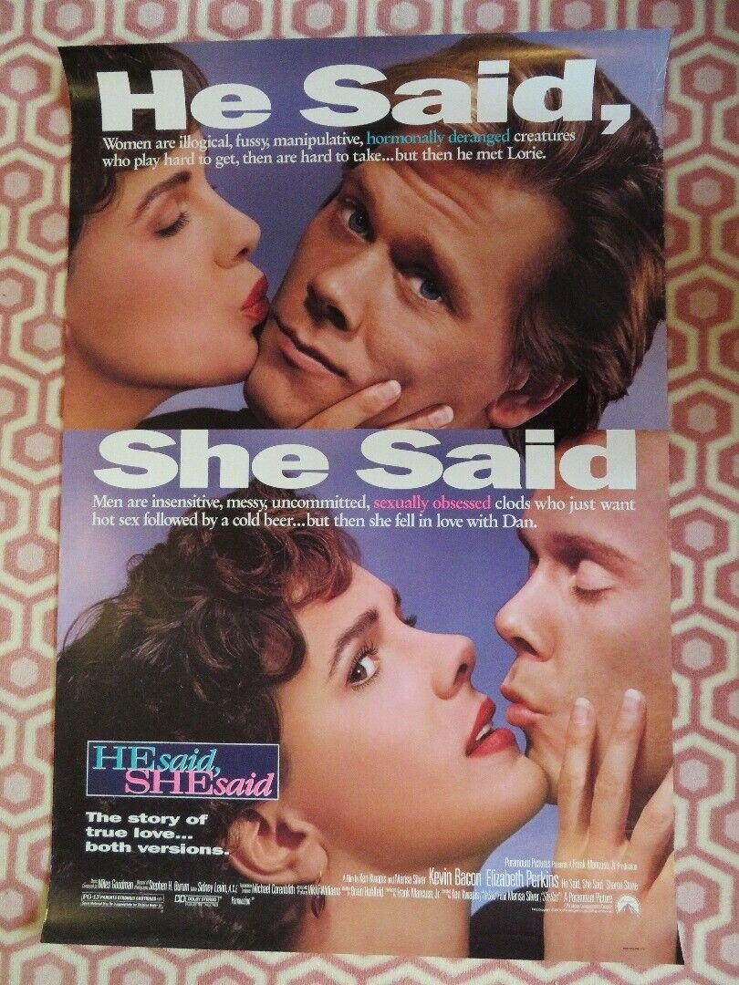 HE SAID SHE SAID US ONE SHEET ROLLED POSTER KEVIN BACON 1991 Movie posters